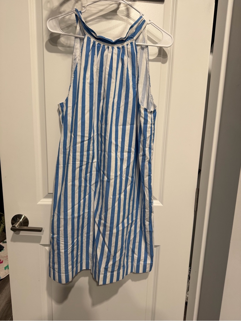 J.Crew Blue & White Striped Tie-Neck Shift Dress Size 12